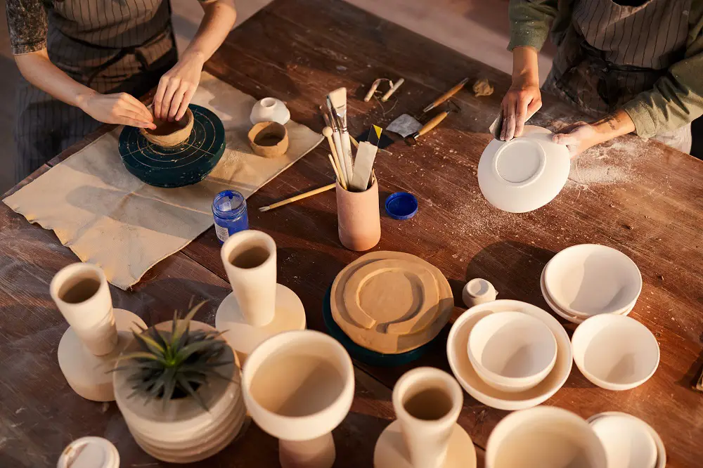 female artisan working with ceramics