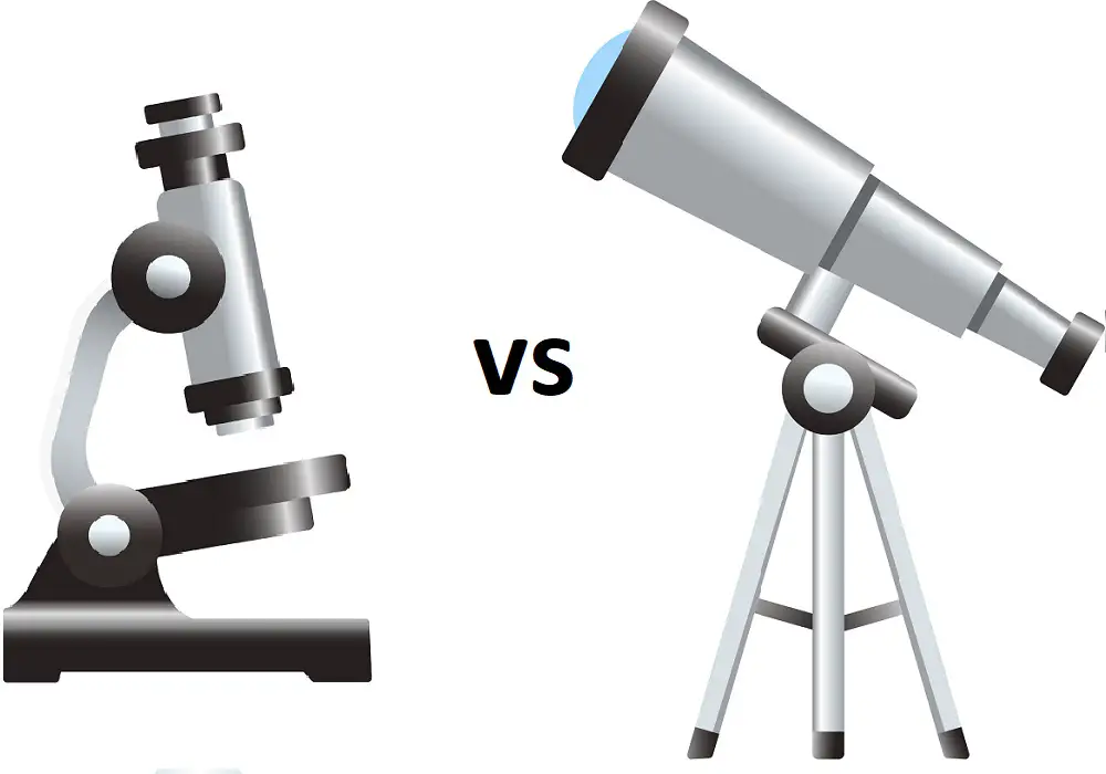 difference between telescope and microscope