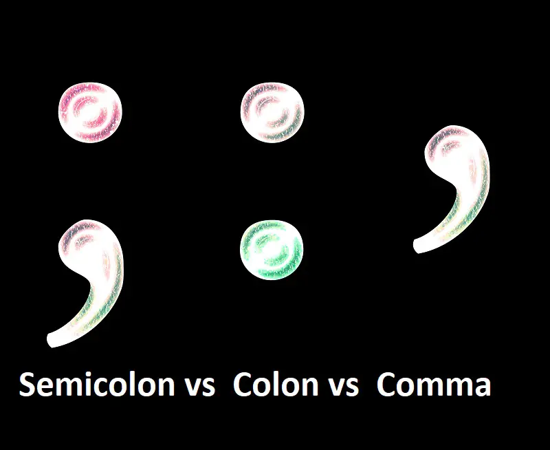 semicolon vs colon vs comma