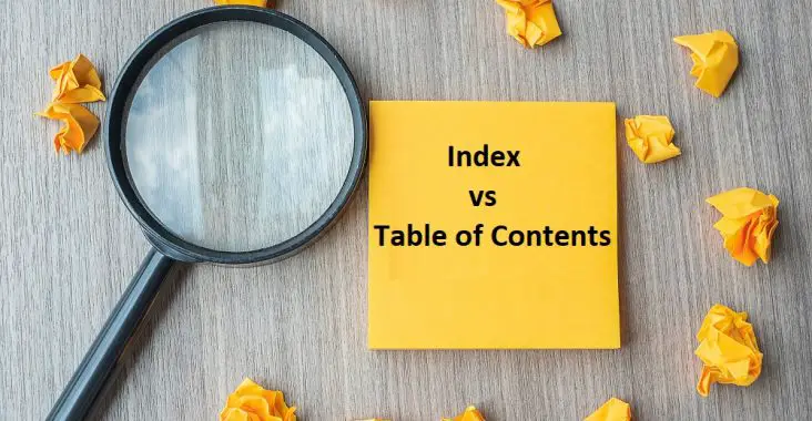 difference between Index and table of contents
